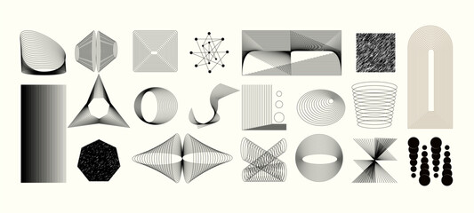 Aesthetic contemporary stripe line art, geometric shape in monochrome. Art form design for wall art, decoration, dental icons se