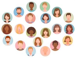 Diverse avatars in a circular pattern