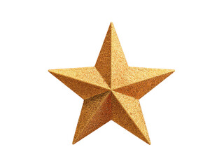 Obraz premium Golden star with textured surface against black background glitter sparkle, Isolated, Png Transparent Background