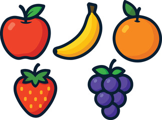 set of fruits and berries