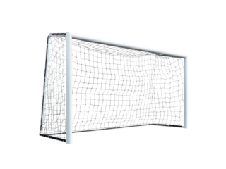 White soccer goal with white net on black background sport, Isolated, Png Transparent Background
