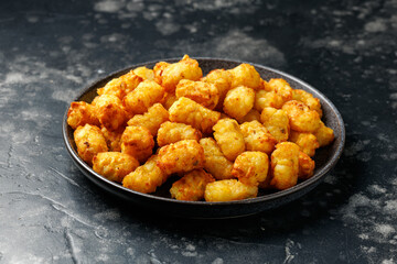 Homemade Baked Fried Tater tots Potatoes with Ketchup
