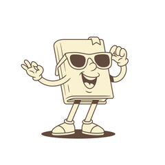Cool superstar book cartoon character in sunglasses vector illustration. Funky comic minimalist textbook literature library read education mascot wearing summer eyeglasses positive emotion