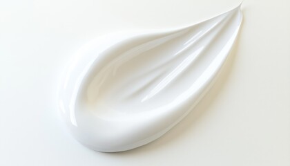 Close-Up View Of A White Cream Sample On A White Background Showcasing Texture And Color; A Detailed Look At Beauty Product.