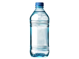 Blue liquid filled clear plastic bottle with blue cap water, Isolated, Png Transparent Background