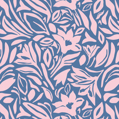 Exotic hand drawn flowers, seamless patterns with floral for fabric, textiles, clothing, wrapping paper, cover, banner, home decor, abstract backgrounds. Vector illustration.