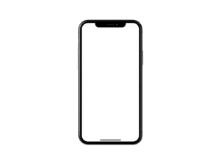 Modern silver smartphone with blank white screen mobile device, Isolated, Png Transparent Background
