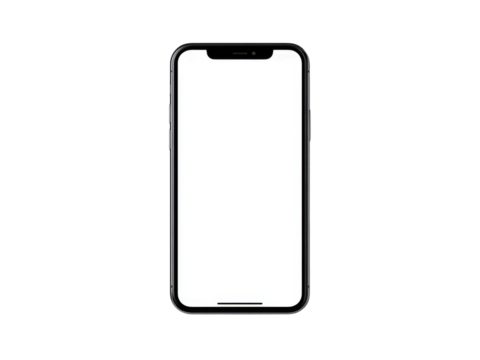 Modern silver smartphone with blank white screen mobile device, Isolated, Png Transparent Background