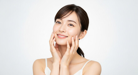 透明感あふれる日本人女性のスキンケアポートレート｜Asian Beauty Skincare Portrait