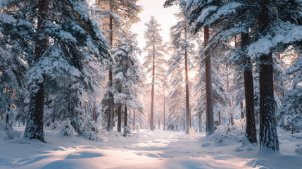 Winter wonderland exploration snowy forest scenic landscape tranquil environment natural beauty