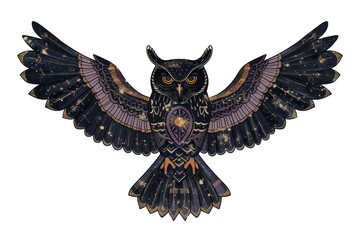 Intricate nocturnal owl illustration