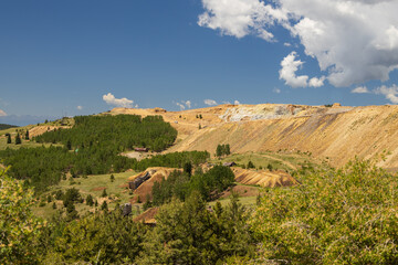 Old mining buildings in Cripple Creek Mining District in Victor, Colorado