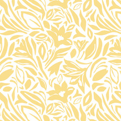 Exotic hand drawn flowers, seamless patterns with floral for fabric, textiles, clothing, wrapping paper, cover, banner, home decor, abstract backgrounds. Vector illustration.