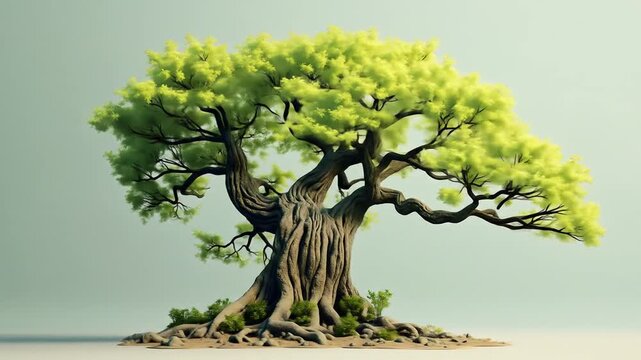 Majestic Old Tree with Spreading Branches and Green Leaves
