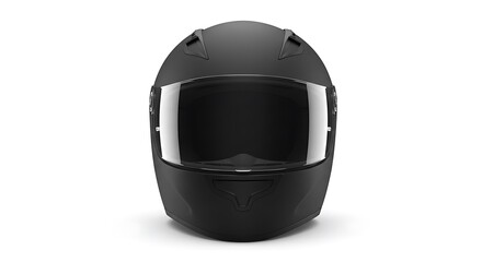 Sleek matte black full face motorcycle helmet with clear visor