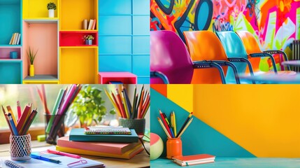 Vibrant Study Environment Backgrounds for Online Course Promotions, E-Learning Banners, and Educational Social Media Content