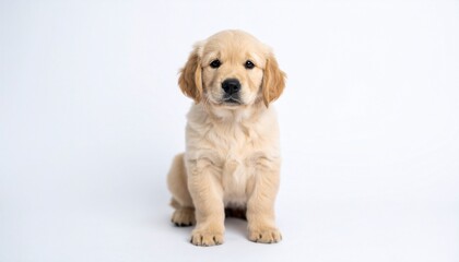 golden retriever puppy on white