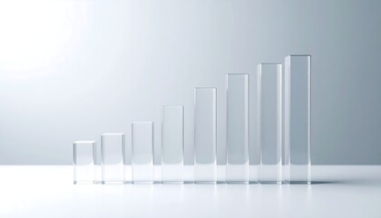 Minimal bar chart business, Transparent Glass Bar Chart Representing Growth and Progress