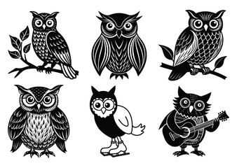 Minimalist Cute Owl Silhouette Vector – Perfect for Kids, Decor, and Education Use

