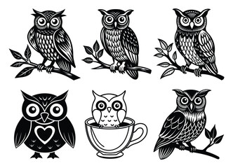 Adorable Cartoon Owl Silhouette Vector Illustration for Kids and Nature Themes

