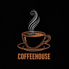 Coffeehouse logo with steaming cup of coffee
