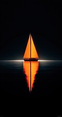 Orange sailboat, dark reflection