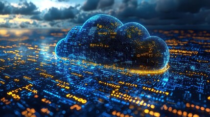 Global cloud computing technology illustration