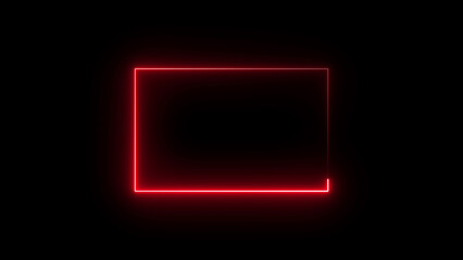 A glowing neon rectangle frame icon outlined in vibrant blue and pink hues. It radiates against a dark background, offering a modern, sleek, and futuristic visual appeal.
