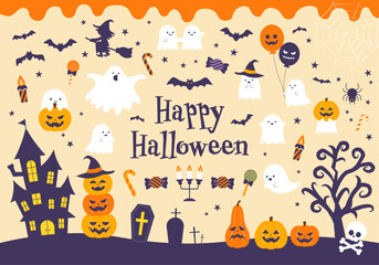 ハロウィン　イラスト素材セット