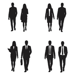 stylish elegant modern detailed professional high quality Business Professionals in Silhouette . flat vector 