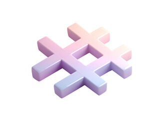 Obraz premium Flat Matte Hashtag Symbol with Pastel Gradient Fill and Subtle Drop Shadow, Isometric View Transparent