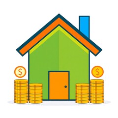 House with stacks of money