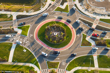 City street roundabout intersection in Florida