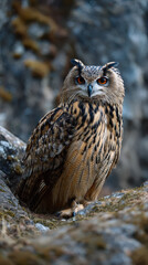 Eagle Owl in Rocky Landscape