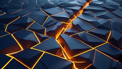 Dark geometric shards glowing orange image