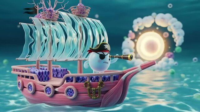 Sperm Cell Cartoon : The Adventure of Pirate Ship Explores the Body.