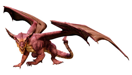 3D Rendering Fairy Tale Dragon on White