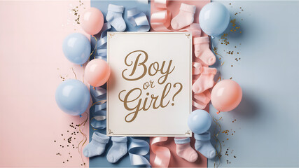 happy birthday message, Gender Reveal Party Design &ndash; &ldquo;Boy or Girl?&rdquo; with Balloons and Baby Socks
