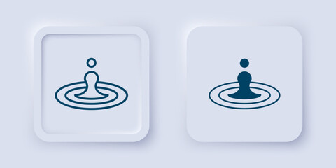 Filled and outline Water drop icon isolated on grey background. Square button. Vector