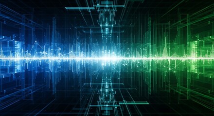 Digital waveform design with a network of lines and shapes.