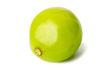 High-resolution Fresh Shine Muscat Grape green fruit photograph using stack focus technique on a white background, suitable for editing.