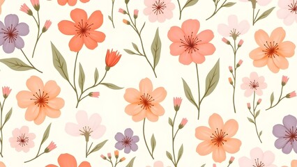 Romantic Watercolor Wildflower Garden Seamless Pattern