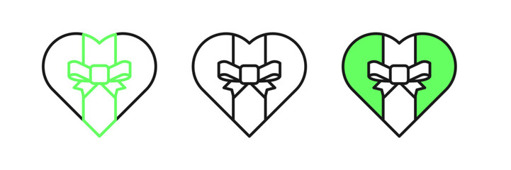 Set line Gift box icon isolated on white background. Merry Christmas and Happy New Year. Vector