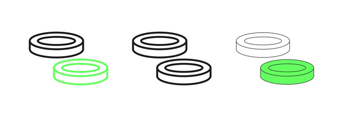 Set line Checker game chips icon isolated on white background. Vector