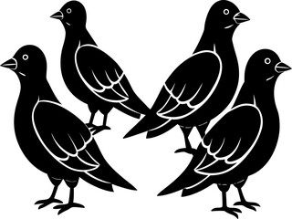 four-black-silhouette-birds--each-in-a-profile-vie2.eps