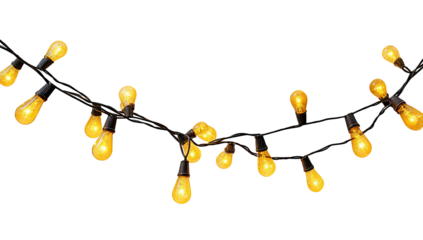 String of warm yellow lights against black