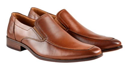 Pair of brown leather slip-on dress shoes