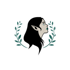 Green Elf woman creative vector illustration
