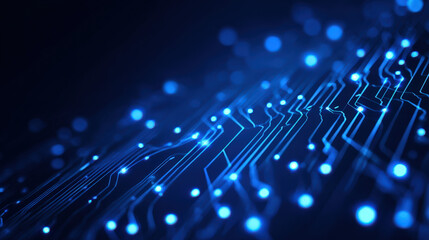Illuminated circuit board technology digital space abstract visuals dark environment close-up view innovation concept