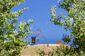 Old mining buildings in Cripple Creek Mining District in Victor, Colorado